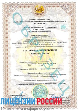 Образец сертификата соответствия Бронницы Сертификат OHSAS 18001